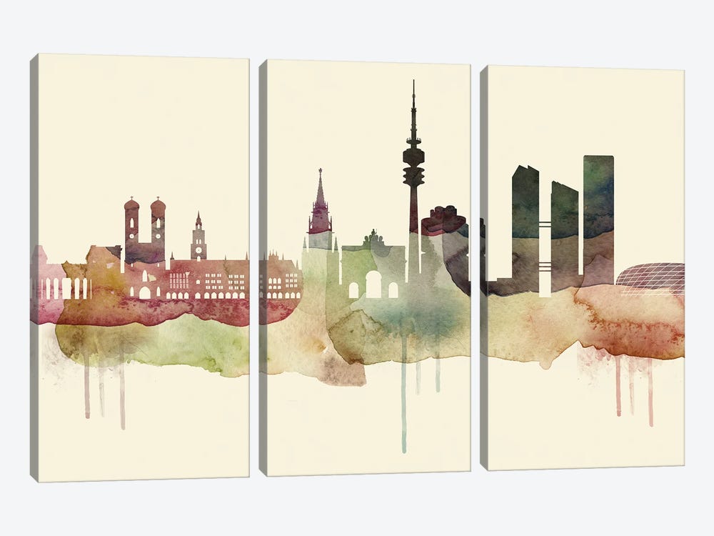 Munich Desert Style Skyline by WallDecorAddict 3-piece Canvas Print