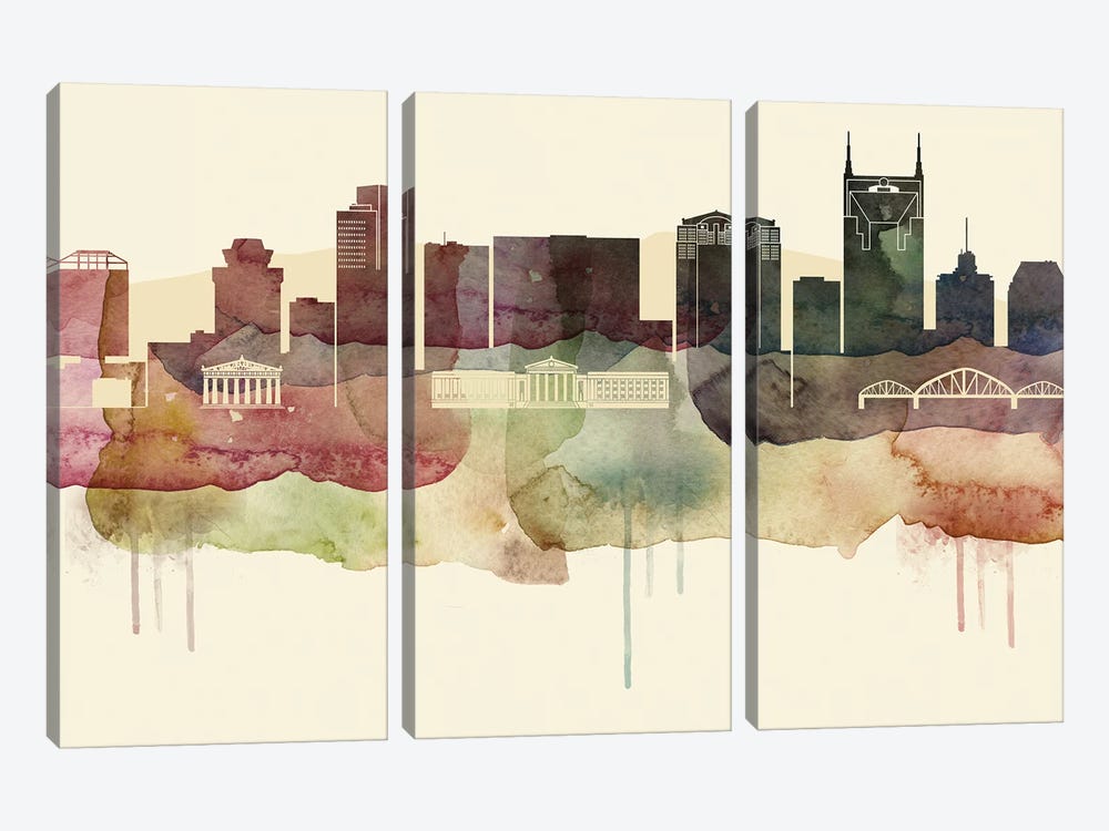 Nashville Desert Style Skyline by WallDecorAddict 3-piece Art Print