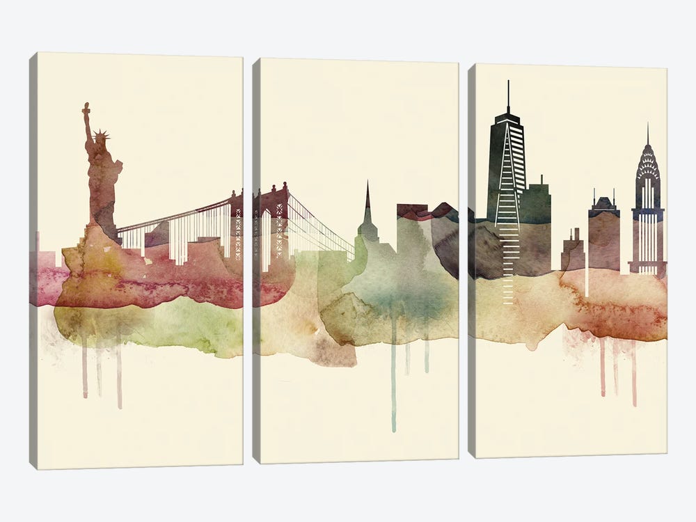 New York Desert Style Skyline by WallDecorAddict 3-piece Canvas Print
