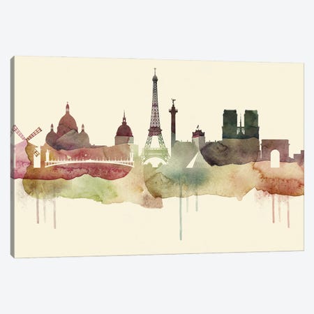 Paris Desert Style Skyline Canvas Print #WDA1559} by WallDecorAddict Canvas Wall Art