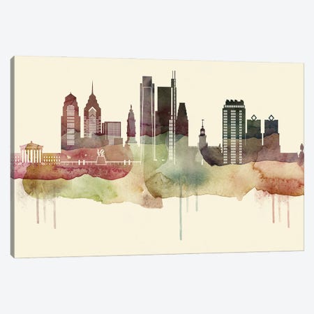 Philadelphia Desert Style Skyline Canvas Print #WDA1560} by WallDecorAddict Art Print