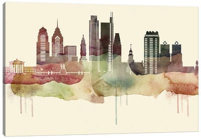 Philadelphia Desert Style Skyline Canvas Art Print - Philadelphia Skylines