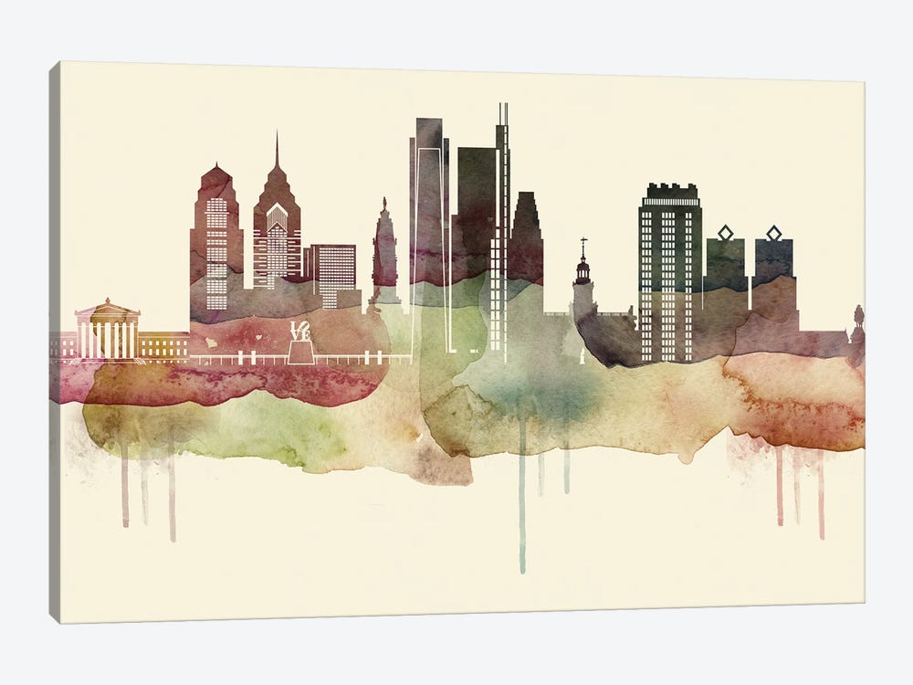 Philadelphia Desert Style Skyline by WallDecorAddict 1-piece Canvas Artwork