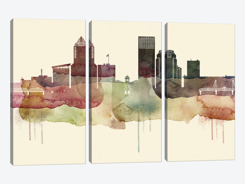 Portland Desert Style Skyline by WallDecorAddict 3-piece Canvas Print