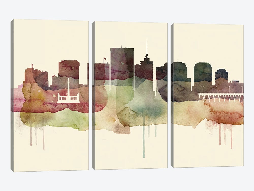 Richmond Desert Style Skyline by WallDecorAddict 3-piece Canvas Wall Art