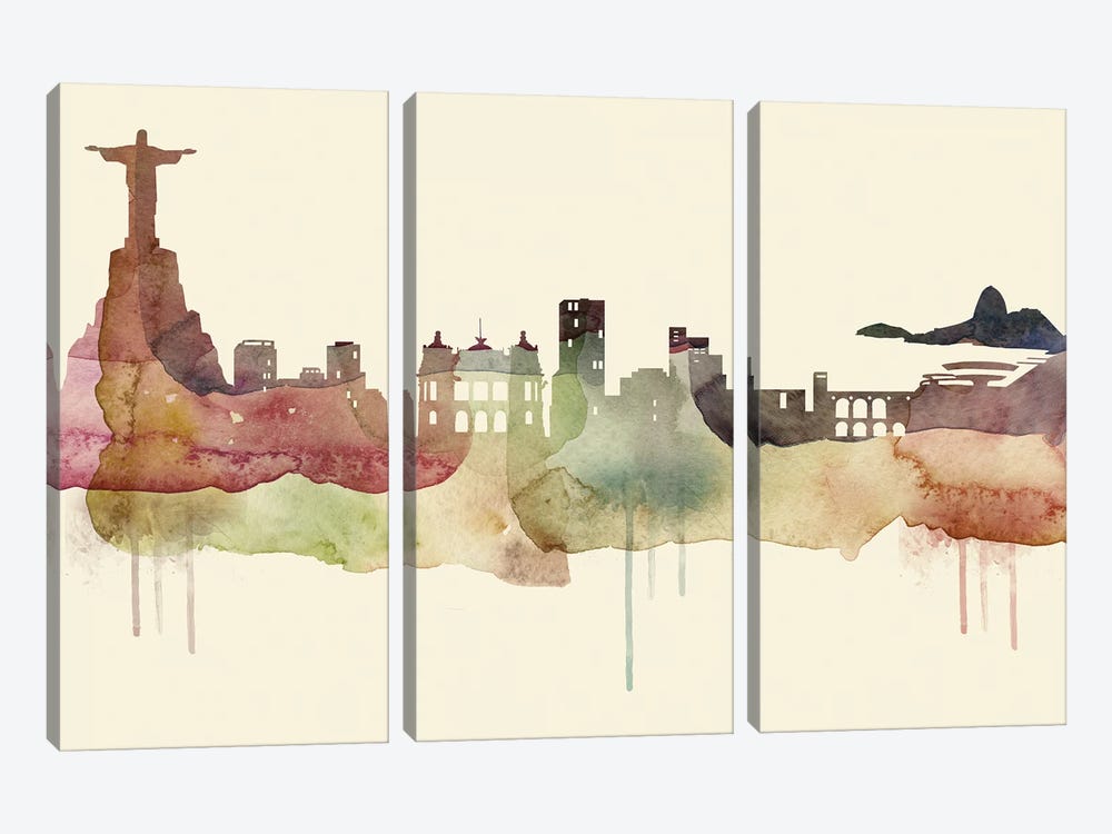 Rio De Janeiro Desert Style Skyline by WallDecorAddict 3-piece Art Print