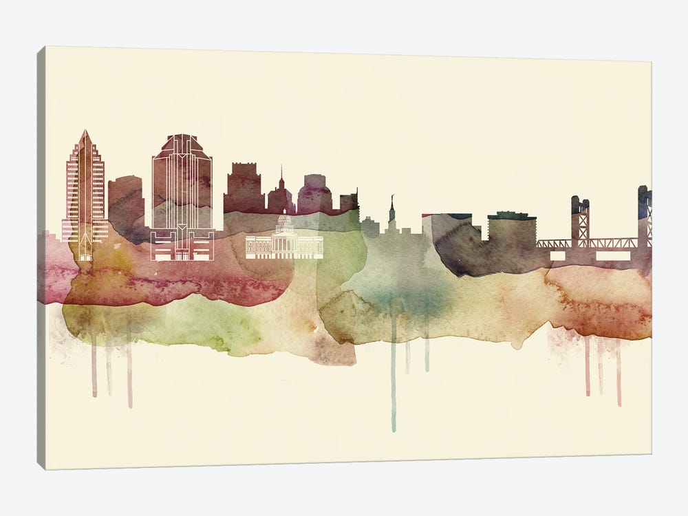 Sacramento Desert Style Skyline by WallDecorAddict 1-piece Canvas Print