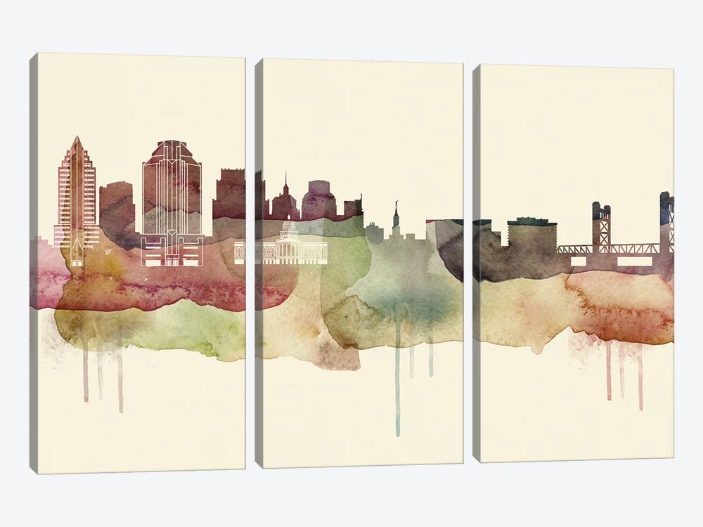 Sacramento Desert Style Skyline by WallDecorAddict 3-piece Art Print