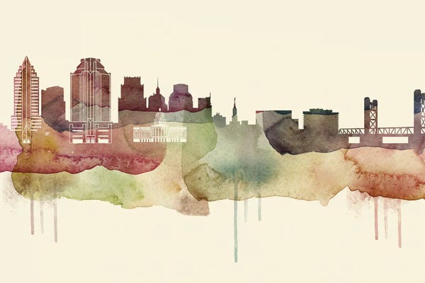 Sacramento: Sacramento Desert Style Skyline by WallDecorAddict