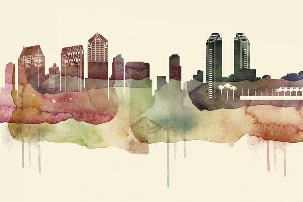 San Diego Skylines: San Diego Desert Style Skyline by WallDecorAddict