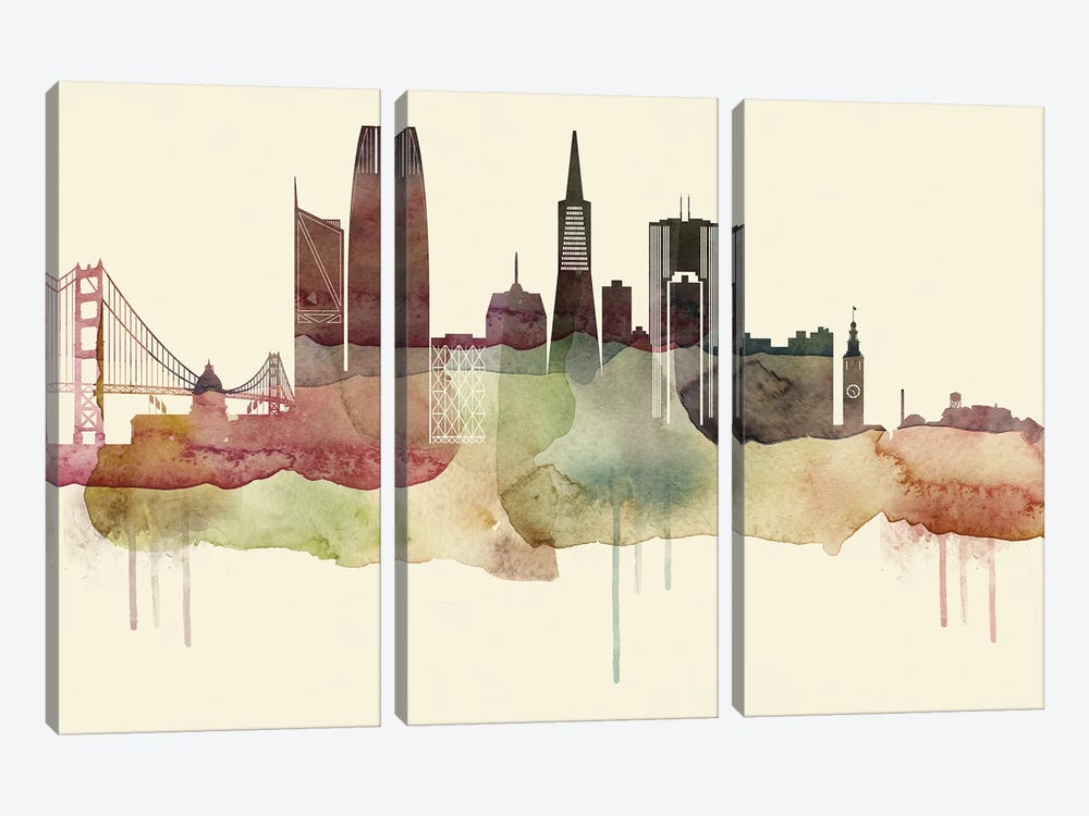 San Francisco Desert Style Skyline by WallDecorAddict 3-piece Canvas Art