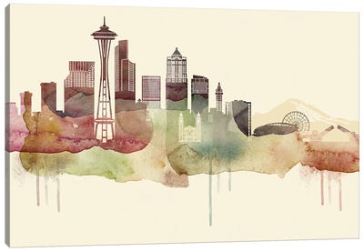 Seattle Desert Style Skyline Canvas Art Print - Seattle Art