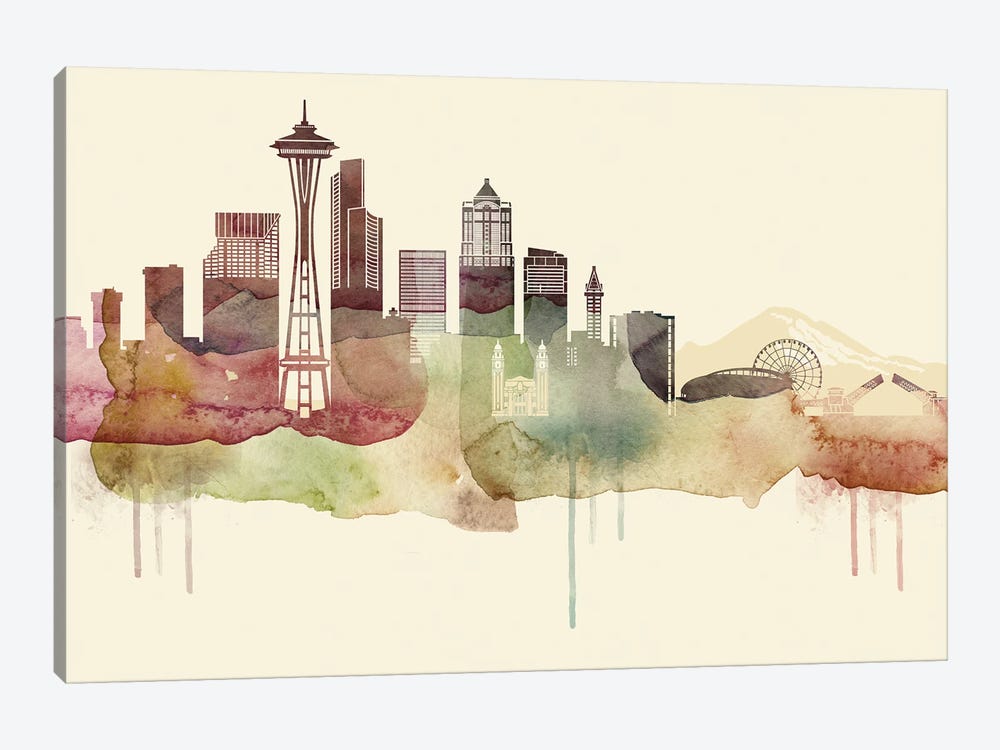 Seattle Desert Style Skyline by WallDecorAddict 1-piece Art Print