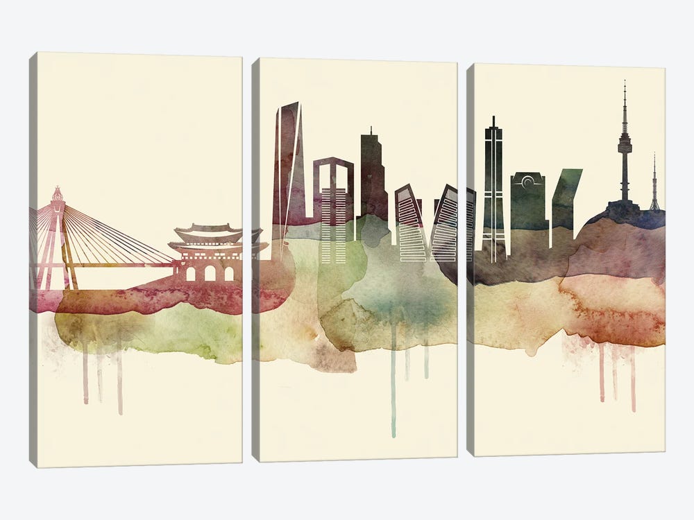 Seoul Desert Style Skyline by WallDecorAddict 3-piece Canvas Art