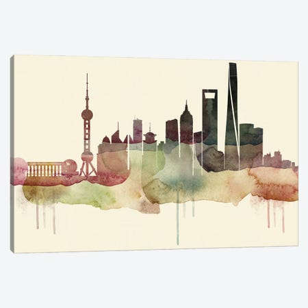 Shanghai Desert Style Skyline Canvas Print #WDA1576} by WallDecorAddict Art Print