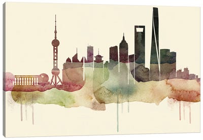 Shanghai Desert Style Skyline Canvas Art Print - Shanghai Art