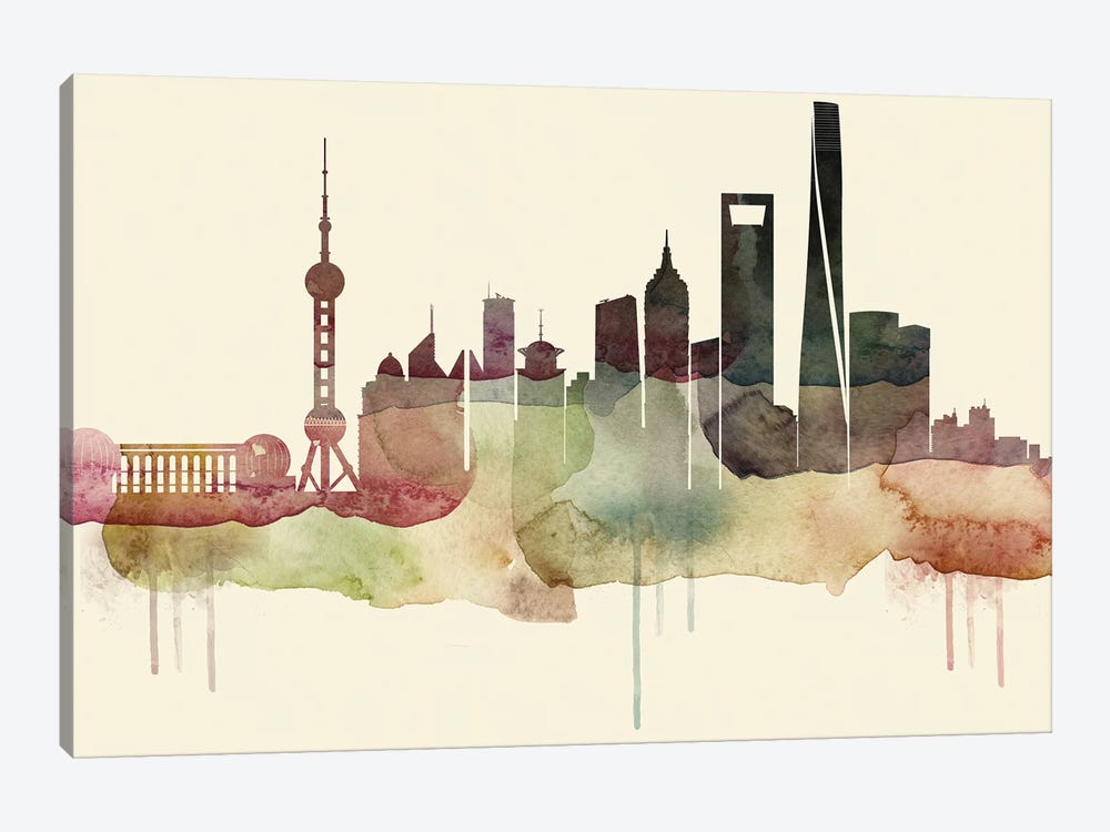Shanghai Desert Style Skyline by WallDecorAddict 1-piece Canvas Art Print