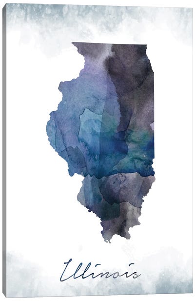 Illinois State Blunish Canvas Art Print - State Maps