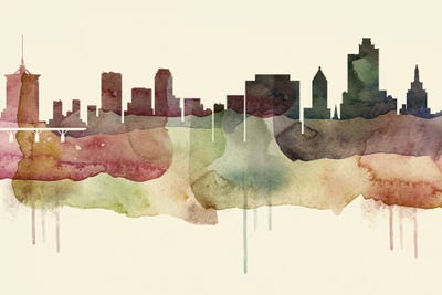 Tulsa Desert Style Skyline by WallDecorAddict art print