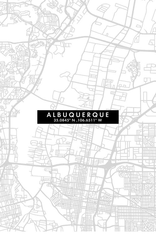 Minimal Albuquerque, New Mexico, City Map
