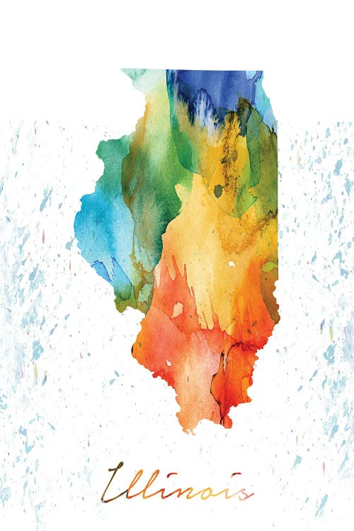 Illinois State Colorful by WallDecorAddict wall art