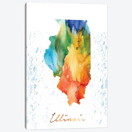 Illinois State Colorful Canvas Print #WDA158} by WallDecorAddict Canvas Art Print