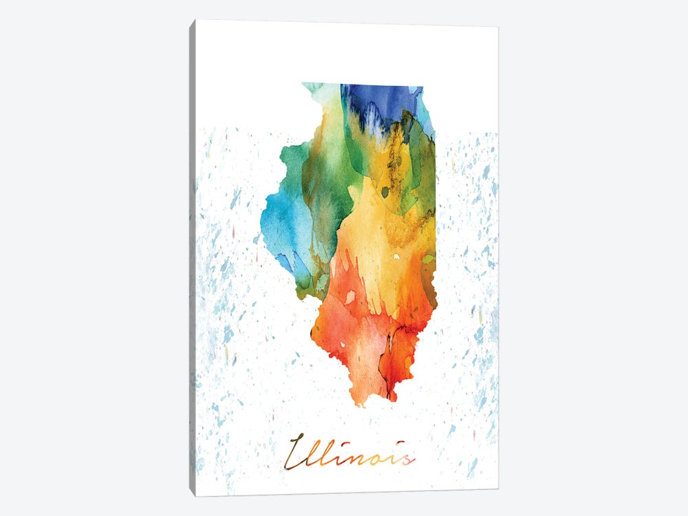 Illinois State Colorful by WallDecorAddict 1-piece Canvas Art Print