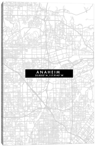 Anaheim City Map Minimal Style Canvas Art Print