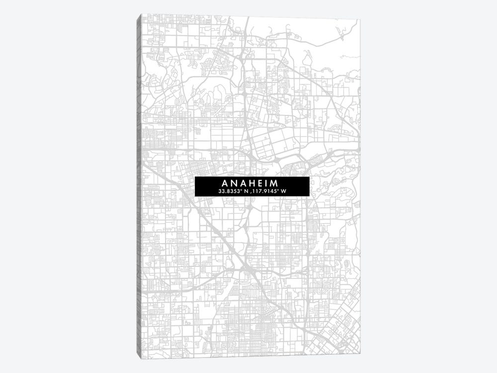 Anaheim City Map Minimal Style by WallDecorAddict 1-piece Canvas Art Print