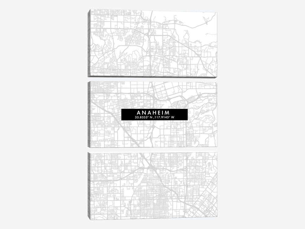 Anaheim City Map Minimal Style by WallDecorAddict 3-piece Art Print