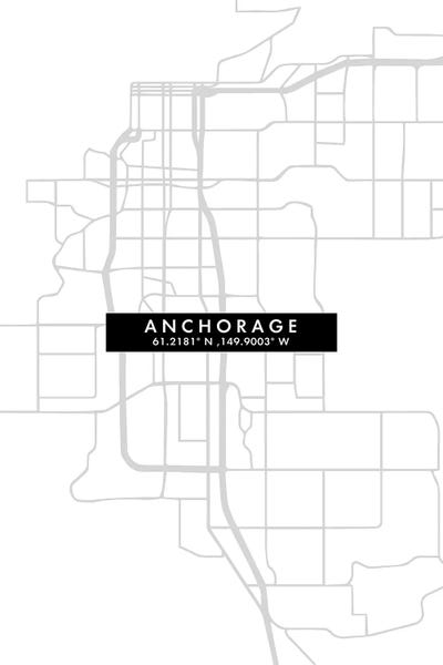 Anchorage City Map Minimal Style by WallDecorAddict art print