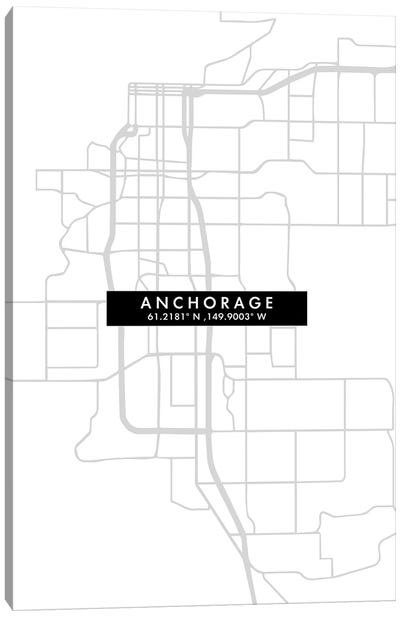 Anchorage City Map Minimal Style Canvas Art Print