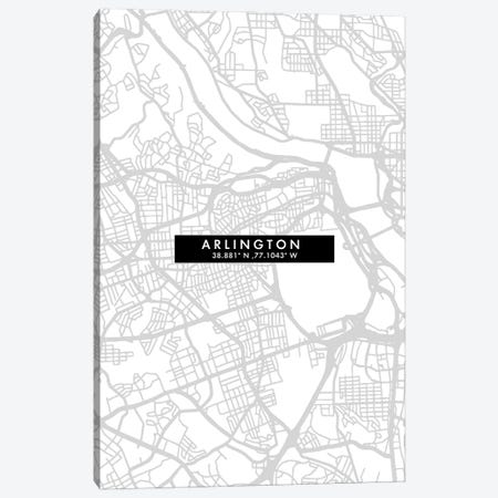 Arlington City Map Minimal Style Canvas Print #WDA1592} by WallDecorAddict Canvas Artwork