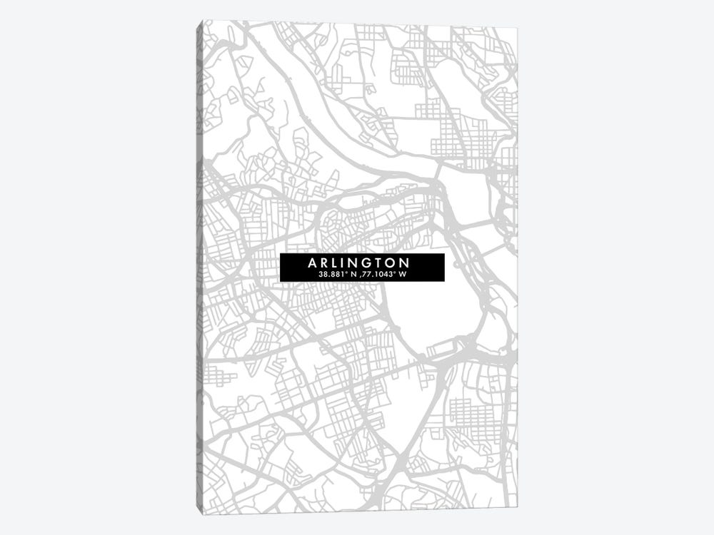 Arlington City Map Minimal Style by WallDecorAddict 1-piece Canvas Art Print