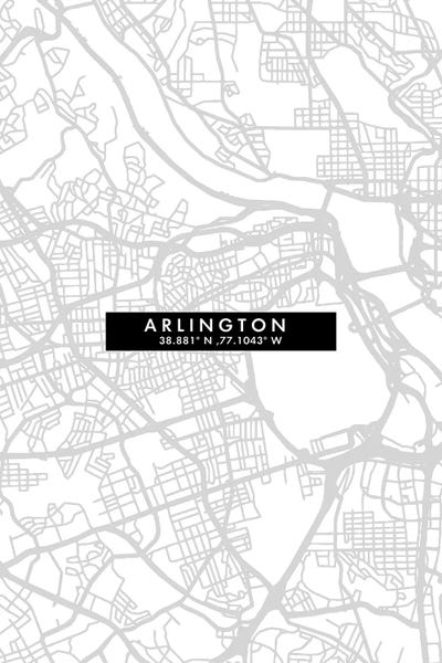 Arlington, Virginia: Arlington City Map Minimal Style by WallDecorAddict