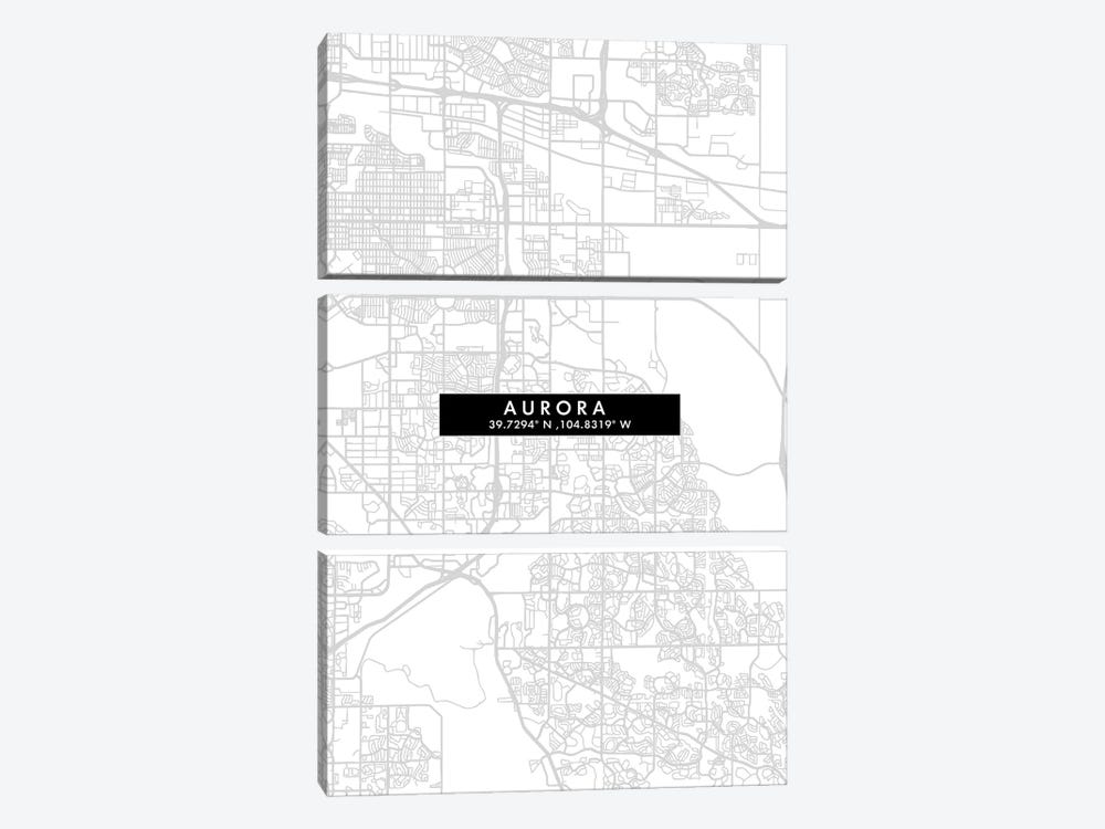 Aurora City Map Minimal Style by WallDecorAddict 3-piece Art Print