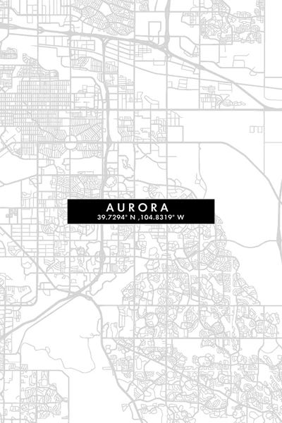 Colorado: Aurora City Map Minimal Style by WallDecorAddict