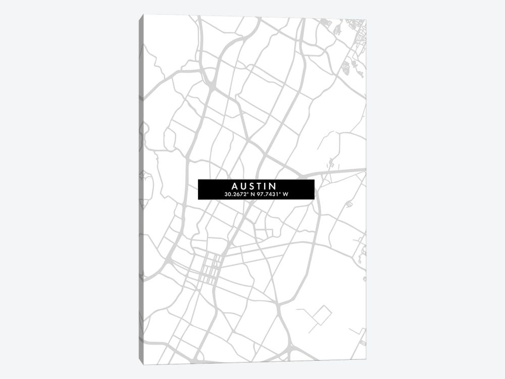 Austin City Map Minimal Style by WallDecorAddict 1-piece Canvas Artwork