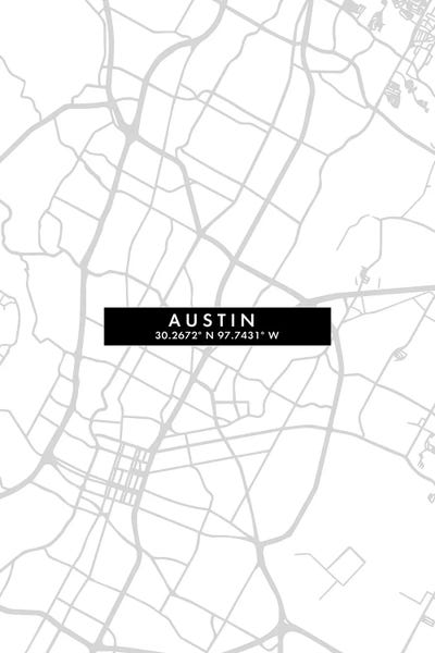 Urban Maps: Austin City Map Minimal Style by WallDecorAddict