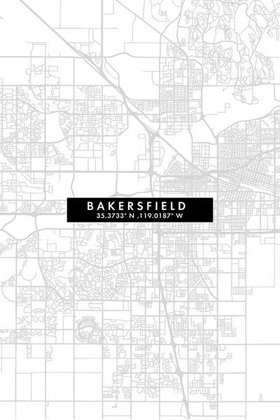 Bakersfield, California City Map Minimal Style by WallDecorAddict canvas print