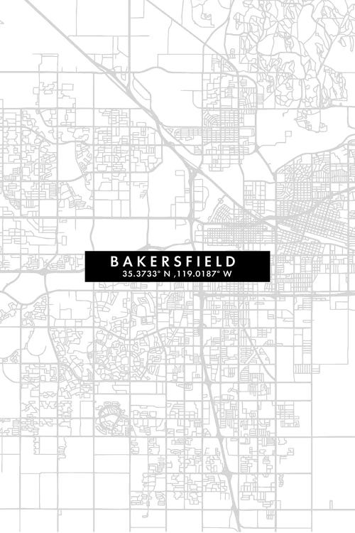 Bakersfield, California City Map Minimal Style