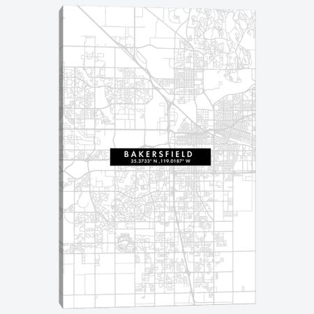 Bakersfield, California City Map Minimal Style Canvas Print #WDA1596} by WallDecorAddict Art Print