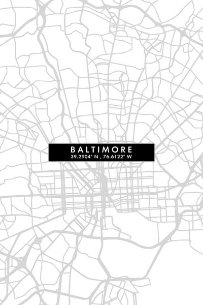 Baltimore, City Map Minimal Style by WallDecorAddict framed wall art