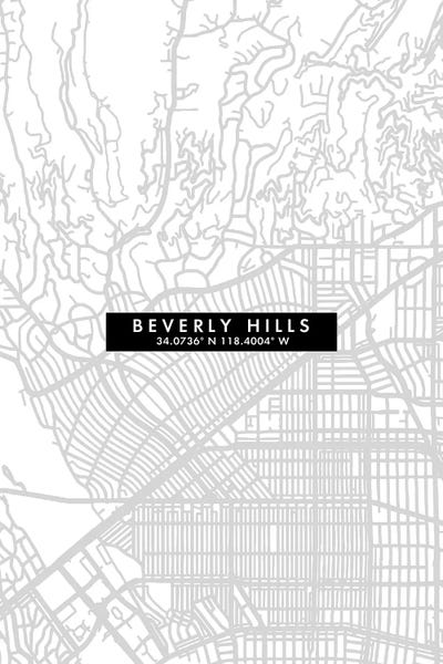 Beverly Hills, California Minimal City Map Style by WallDecorAddict canvas print