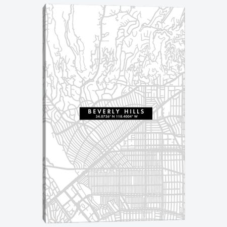 Beverly Hills, California City Map Minimal Style Canvas Print #WDA1599} by WallDecorAddict Canvas Artwork