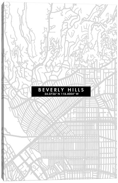 Beverly Hills, California City Map Minimal Style Canvas Art Print - Beverly Hills