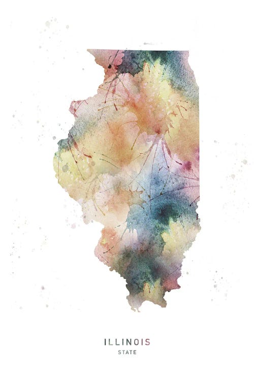 Illinois State Watercolor by WallDecorAddict wall art
