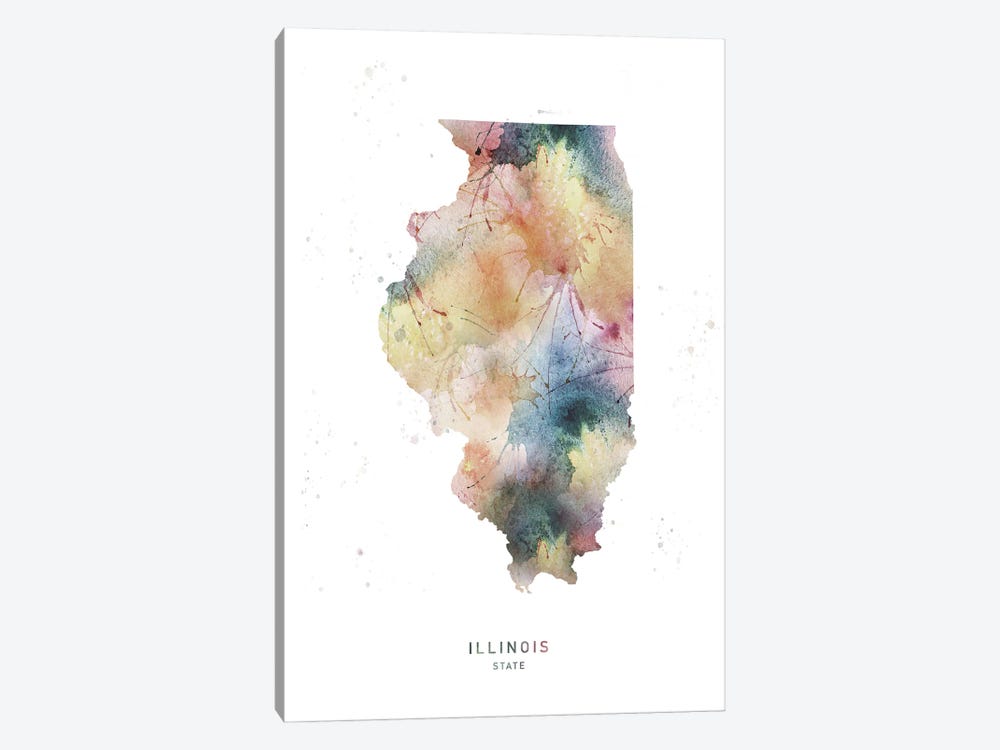 Illinois State Watercolor by WallDecorAddict 1-piece Canvas Artwork