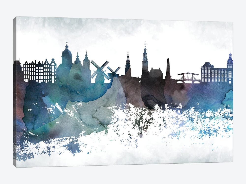 Amesterdam Bluish Skylines by WallDecorAddict 1-piece Canvas Art Print