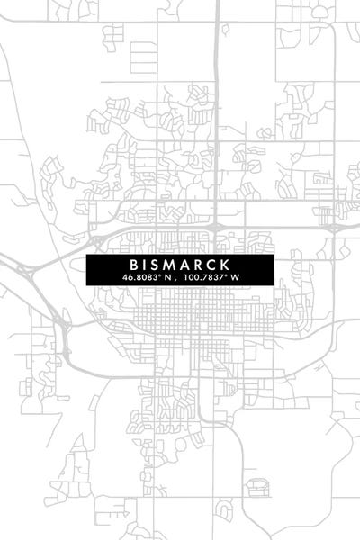 Bismarck, North Dakota Minimal Style by WallDecorAddict art print